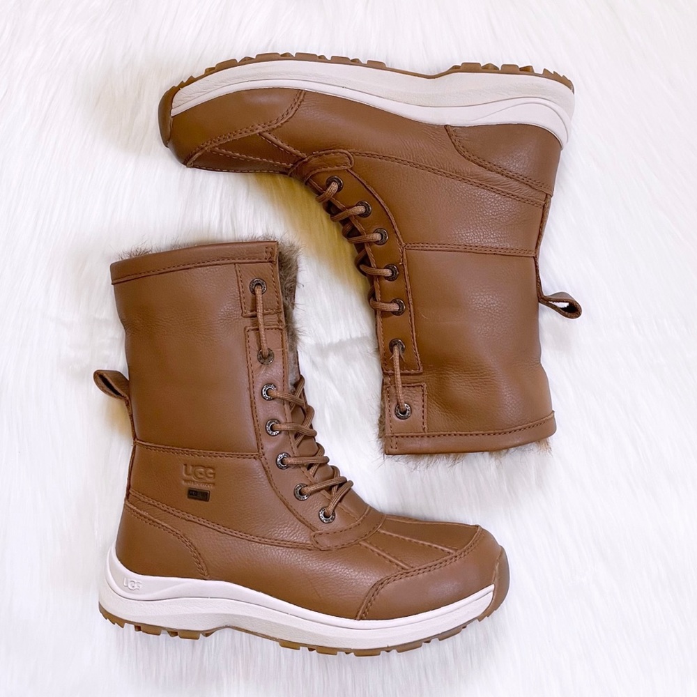 UGG Women’s Adirondack III Tipped Waterproof Chestnut Leather Boots - Picture 8 of 10